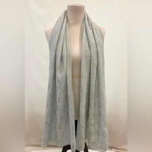 Light Teal Scarf with Gold Droplet Design